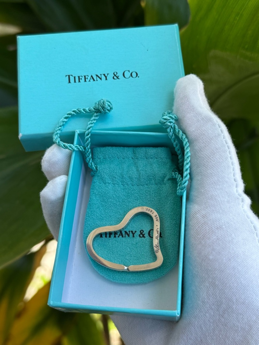 TIFFANY&CO. Silver 925 Elsa Peretti Open Heart Key Ring Authentic